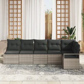 vidaXL Σετ 6 Τεμαχίων Καναπέ Κήπου με Μαξιλάρες Ανοιχτό Γκρι Πολυ Ρατάν