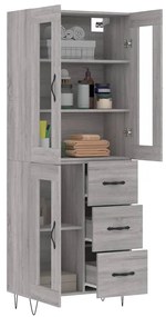 vidaXL Ντουλάπι Γκρι Sonoma 69,5 x 34 x 180 εκ. Επεξεργασμένο Ξύλο