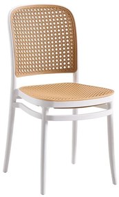 FLORENCE Καρέκλα PP Άσπρο, PP Rattan Μπεζ, Στοιβαζόμενη 41x41x83cm Ε387,1
