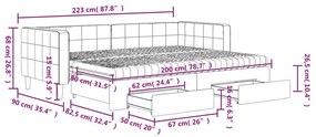 Καναπές Κρεβάτι Συρόμενος Ροζ 80x200 εκ. Βελούδινος Συρτάρια - Ροζ