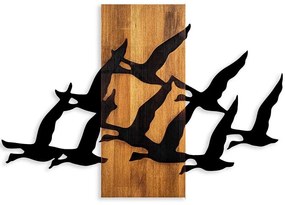Διακοσμητικό Τοίχου Migrant Birds 899SKL2456 58x84cm Walnut-Black Wallity Μέταλλο,Ξύλο