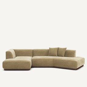 Γωνιακός αριστερός καναπές ανοικτός από βελούδο stonewashed, JACOPO