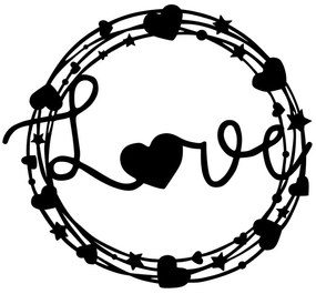 Διακοσμητικό Τοίχου Love 899SKL2504 70x66cm Black Wallity Μέταλλο