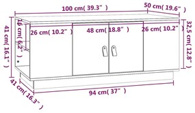 Τραπεζάκι Σαλονιού Μαύρο 100x50x41 εκ. από Μασίφ Ξύλο Πεύκου - Μαύρο