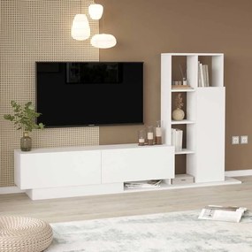 Σύνθετο σαλονιού Damon pakoworld σε λευκή απόχρωση 211.2x29.5x123.6εκ