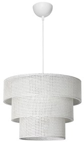 GloboStar® LEVEL 203-0275 Μοντέρνο Κρεμαστό Φωτιστικό Καπέλο Μονόφωτο 1 x E27 IP20 Λευκό Διάτρητο Ύφασμα - Μ38 x Π38 x Υ30cm