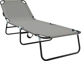 vidaXL Πτυσσόμενη ξαπλώστρα Γκρι 188 x 57 x 86,5 εκ. Πολυεστέρας