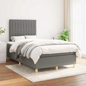 vidaXL Κρεβάτι Boxspring με Στρώμα Σκούρο Γκρι 120x190 εκ Υφασμάτινο