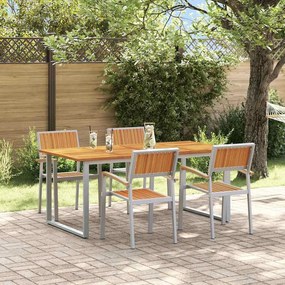 vidaXL Σέτ φαγητού για κήπο 5 pcs Γκρι και καφέ 180 x 90 x 75 cm