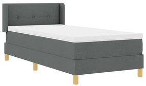 vidaXL Κρεβάτι με Ελατήρια με στρώμα Σκούρο γκρι 90 x 190 cm ύφασμα