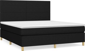 vidaXL Κρεβάτι Boxspring με Στρώμα Μαύρο 180x200 εκ. Υφασμάτινο
