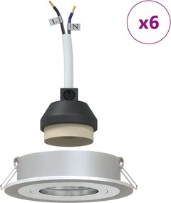 vidaXL Σποτ 6 pcs Ασημί 9 x 9 x 2 εκ. Αλουμίνιο
