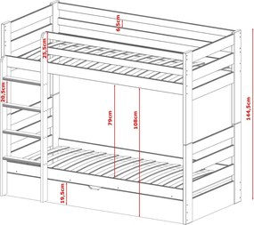 AYA 90x190 graphite bunk bed Lano Furniture