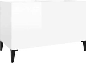 vidaXL Δισκοθήκη Γυαλιστερή Λευκή 74,5x38x48 εκ. Επεξεργασμένο Ξύλο