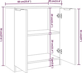 vidaXL Ντουλάπι Λευκό 60 x 30 x 70 εκ. από Επεξεργασμένο Ξύλο