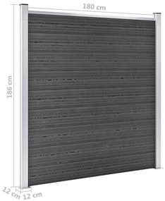 Σετ Πάνελ Περίφραξης Μαύρο 1045 x 186 εκ. από WPC - Μαύρο
