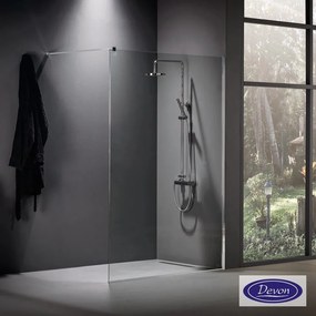 DEVON Iwis Walk-In WD100C-100 Διαχωριστικό Κρύσταλλο Ντουζιέρας με μπράτσο στήριξης CHROME 97-99 / ύψος 185 εκ