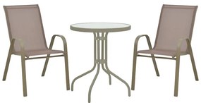 Τραπεζαρία Calan-Watson pakoworld σετ 3τεμ μέταλλο σαμπανιζέ-γυαλί Φ60x70εκ