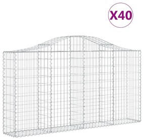 vidaXL Συρματοκιβώτια Τοξωτά 40 τεμ. 200x30x100/120 εκ. Γαλβαν. Ατσάλι