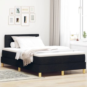 Κρεβάτι Box Spring με Ματράκι & LED Μαύρο 120x200 εκ Ύφασμα