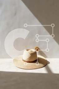 Intra Συλλεκτικό Ξύλινο Παζλ Plywood  4mm - Κομψό ταψί ψάθινο καπέλο με φαρδύ γείσο και φούντα Σε Ξύλινο Κουτί - Διαστάσεις Puzzle: 10x10 cm – 25 κομμάτια