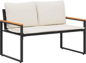 vidaXL παγκάκι Μαύρο και Κρεμ Λευκό 115 x 65 x 72 εκ. Ρατάν
