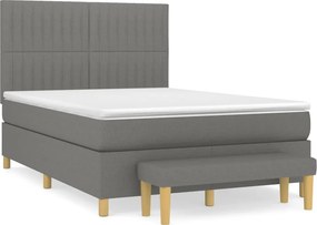 vidaXL Κρεβάτι Boxspring με Στρώμα Σκούρο Γκρι 140x190 εκ. Υφασμάτινο