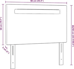 vidaXL LED κεφαλάρι Γκρι 90 cm Τεχνητό Δέρμα