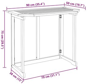 Τραπέζι Bistro 90 x 50 x 75 εκ. από Μασίφ Ξύλο Ακακίας 44039