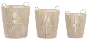 Σετ Καλαθιών DKD Home Decor Μπεζ Μέταλλο 42 x 42 x 51 cm 3 Τεμάχια