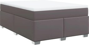 vidaXL Κρεβάτι Boxspring με Στρώμα Γκρι 140x200εκ. από Συνθετικό Δέρμα