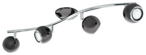 Σποτ Τετράφωτη Ράγα L64cm 4xGU10 4x2,8w 3000Κ 4x250lm Ατσάλι Νίκελ-Μαύρο Eglo Bimeda 31008