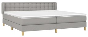 Κρεβάτι Boxspring με Στρώμα Ανοιχτό Γκρι 200x200 εκ. Υφασμάτινο - Γκρι