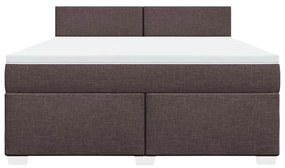 vidaXL Κρεβάτι Boxspring με Στρώμα Σκούρο Καφέ 180x200 εκ Υφασμάτινο