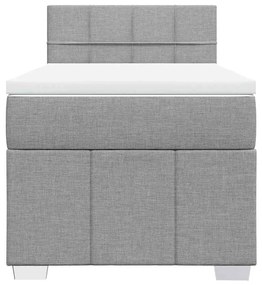 vidaXL Κρεβάτι Boxspring με Στρώμα Ανοιχτό Γκρι 80x200 εκ. Υφασμάτινο