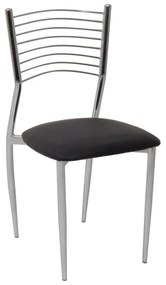 WOODWELL ΕΜ935,2VIVIAN Καρέκλα Μέταλλο Χρώμιο, ΡVC Μαύρο 40x44x83cm ΕΜ935,2