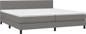 vidaXL Κρεβάτι Boxspring με Στρώμα Σκούρο Γκρι 200x200 εκ. Υφασμάτινο