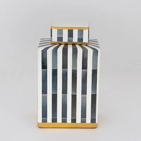 ΒΑΖΟ ΜΕ ΚΑΠΑΚΙ, ΚΕΡΑΜΙΚΟ, ΜΠΛΕ &amp; ΜΑΥΡΟ,13x8x22cm|752-20097