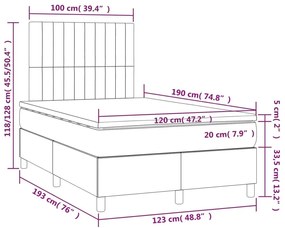 Κρεβάτι Boxspring με Στρώμα Σκούρο Μπλε 120x190 εκ. Βελούδινο - Μπλε