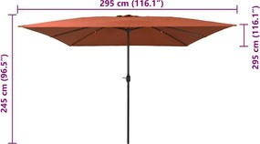 vidaXL Ομπρέλα Κήπου Τερακότα 295 x 295 x 245 εκ
