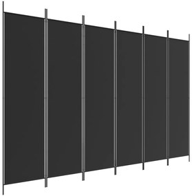 Διαχωριστικό Δωματίου με 6 Πάνελ Μαύρο 300x200 εκ. από Ύφασμα - Μαύρο