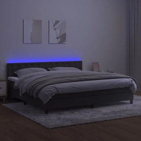 ΚΡΕΒΑΤΙ BOXSPRING ΜΕ ΣΤΡΩΜΑ &amp; LED ΣΚ. ΓΚΡΙ 200X200ΕΚ. ΒΕΛΟΥΔΙΝΟ 3134664