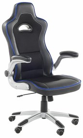 Καρέκλα γραφείου Berwyn 716, Μαύρο, Μπλε, 122x68x68cm, 18 kg, Με ρόδες, Με μπράτσα, Μηχανισμός καρέκλας: Κλίση | Epipla1.gr
