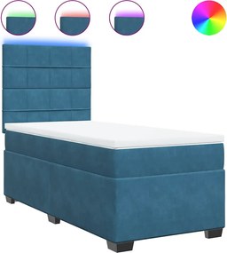 vidaXL Κρεβάτι Boxspring με Στρώμα Μπλε 80 x 200 εκ. Βελούδινο