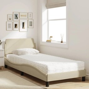 vidaXL Κρεβάτι με Στρώμα Dover Κρεμ 90x190 εκ.Υφασμάτινο