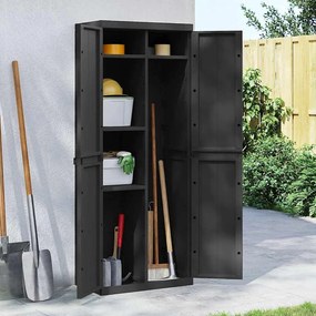 vidaXL Ντουλάπι Αποθ. Εξ. Χώρου Μαύρο 65x37x165εκ. Πολυπροπυλένιο