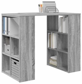 vidaXL Γραφείο με ράφι Γκρι 90 x 50 x 75 εκ. Επεξεργασμένο ξύλο
