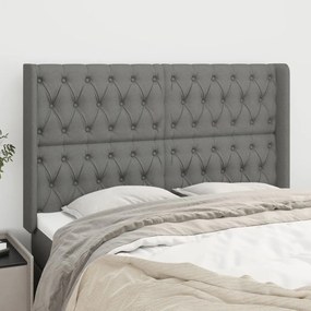 Κεφαλάρι με Πτερύγια Σκούρο Γκρι 163x16x118/128 εκ. Υφασμάτινο 3119923