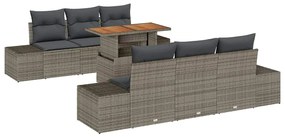 vidaXL Σετ Καναπέ Κήπου με αποθήκευση 7 pcs Γκρι Πολυ ράταν