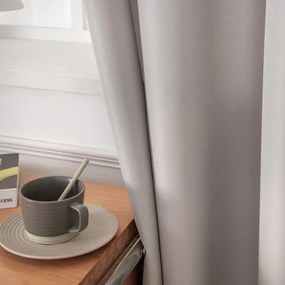 Beauty Home Κουρτίνα μεσαίας σκίασης με 8 μεταλλικούς κρίκους Effect Art 8443 140x270 Ασημί
